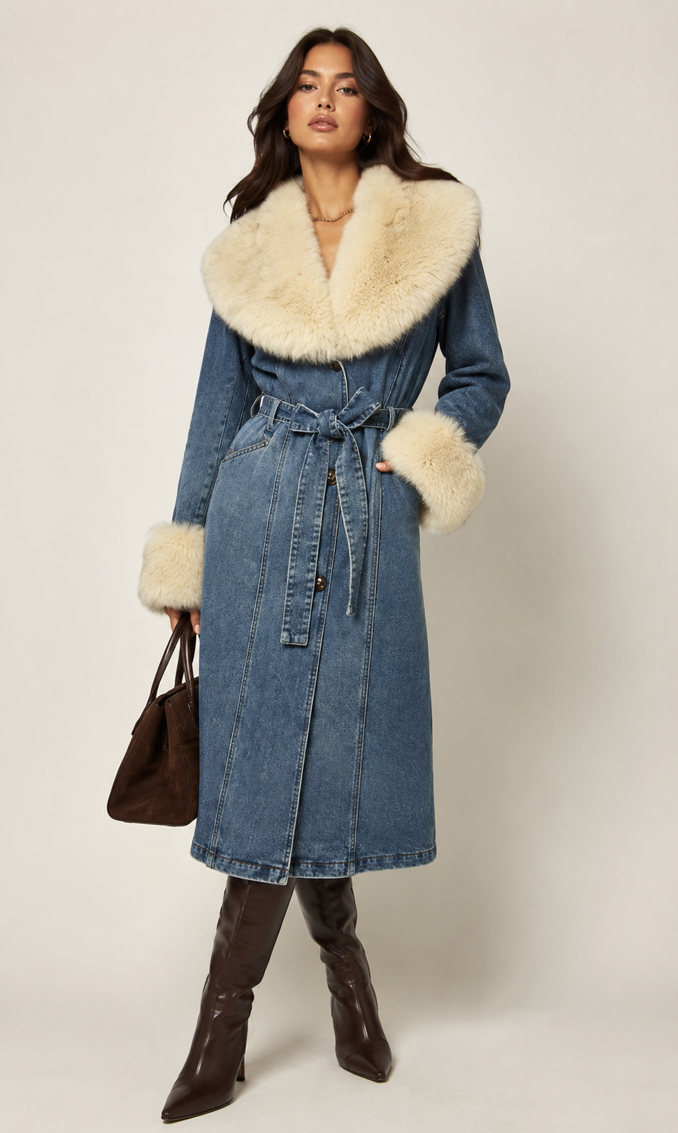 Aspen Denim Fur Coat