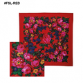 Large Metallic Floral Scarf red
