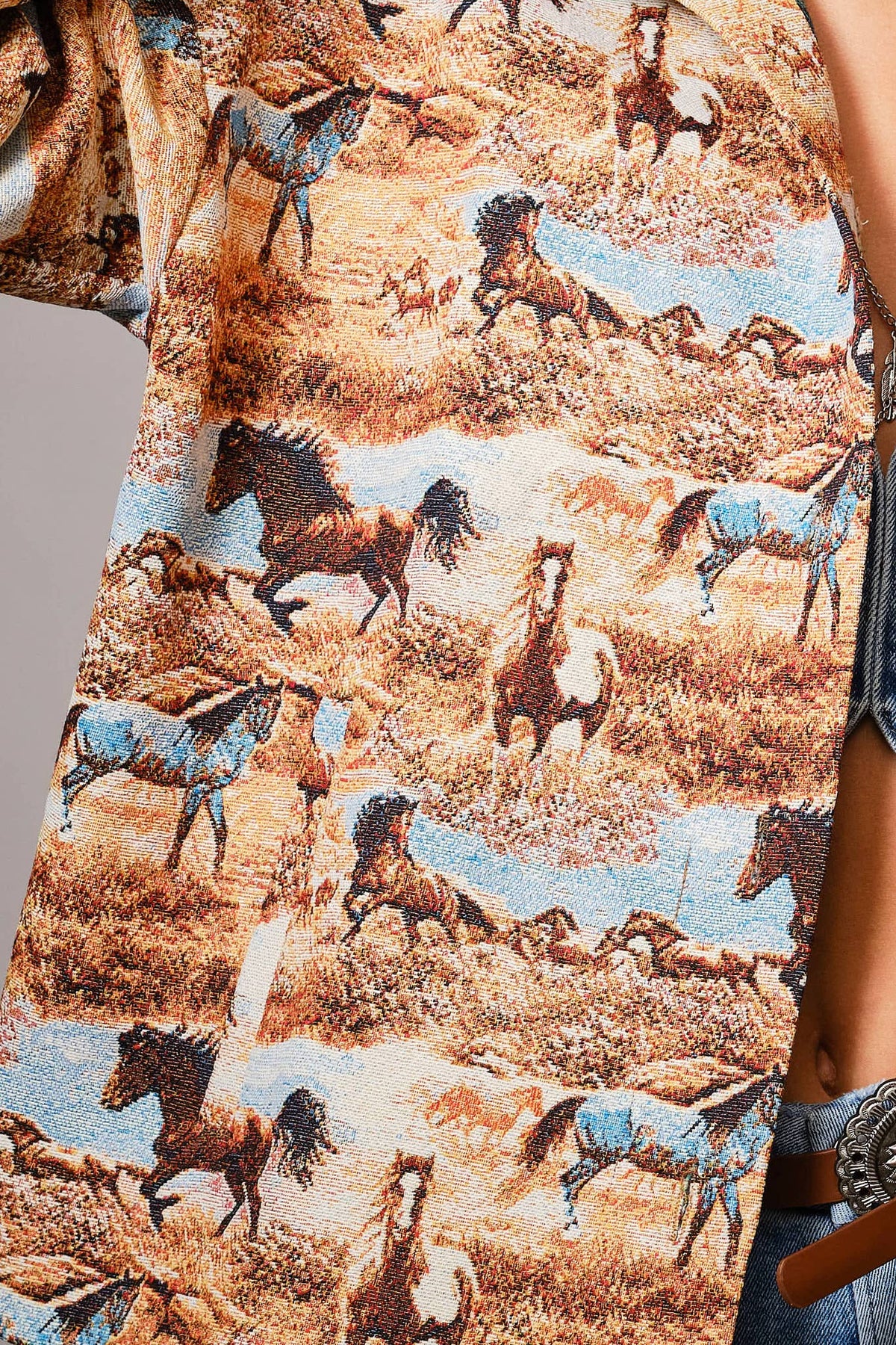 Western Pattern Button Front Jacquard Jacket